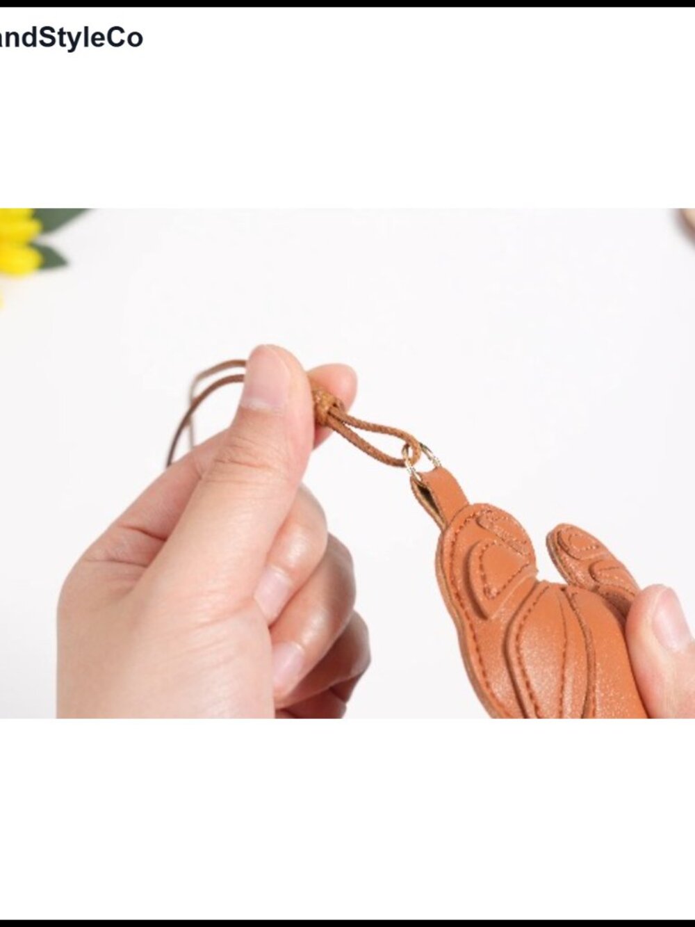 Leather Croissant Bag Charm Keychain for Handbags - Picture 6 of 6